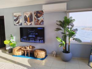 Телевизор и/или развлекательный центр в Nile Pyramidal View Apartment