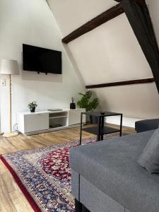TV a/nebo společenská místnost v ubytování Stylish Canal-Side 2BR-1LR Apt, at Center of Gent