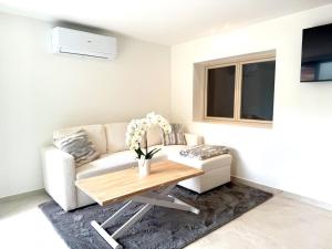 a living room with a couch and a table at Appartment Jacuzzi in Cannes in Cannes