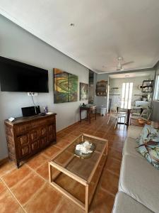 a living room with a couch and a flat screen tv at Torremar Natura 532 in Vera