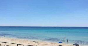 a beach with a fence and the ocean at Villa Madame in Monacizzo