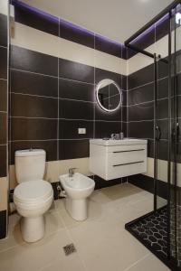 un bagno con wc, lavandino e doccia di Scutari Horizon a Shkodër