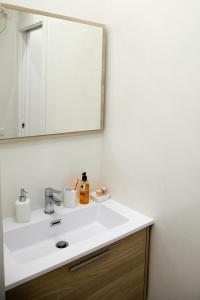 a bathroom with a white sink and a mirror at Sweet Home in San Rocco in Bolsena +19 photos