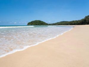a sandy beach with water and trees in the background at Laya Suites and Residences in Bang Tao Beach
