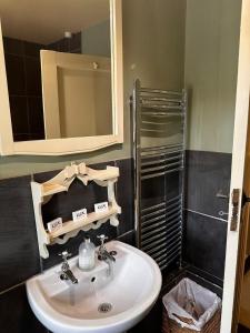 a bathroom with a sink and a mirror at Stunning 2 bed Flat Near Belvoir Castle in Croxton Kerrial