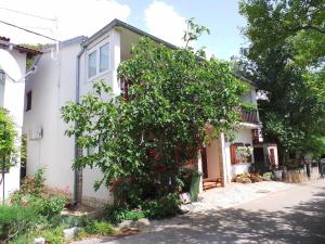 una casa bianca con un albero di fronte di Apartments in Karlobag - Velebit Riviera 17083 a Karlobag (Carlopago)