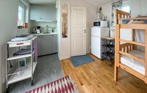 a room with a kitchen and a bunk bed at 1 Bedroom Awesome Home In Kungshamn in Kungshamn