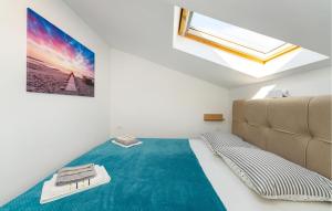 a bedroom with a bed and a couch and a skylight at Lovely Apartment In Gornji Karin in Gornji Karin