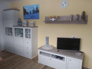 Televízia a/alebo spoločenská miestnosť v ubytovaní Apartments Egger Barbara