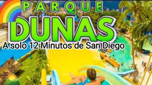 un cartel para un parque acuático en un complejo en Amplia y agradable Casa en San Diego, en San Diego 10 fotos más