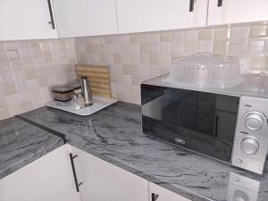 a kitchen with a counter top with a microwave at Peshline Guest House Unit 2 in Ermelo +10 photos