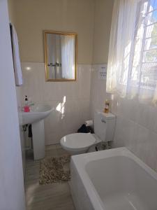 a bathroom with a sink and a toilet and a tub at Peshline Guest House Unit 2 in Ermelo