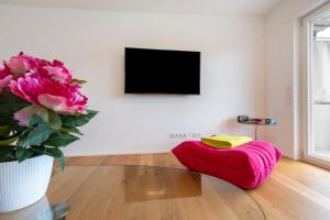 TV a/nebo společenská místnost v ubytování Traumblick