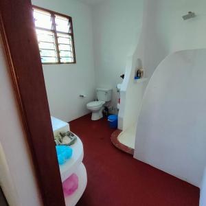 Baba Yaga Nest Beach Farm House في Gatunga: حمام صغير مع مرحاض ومغسلة