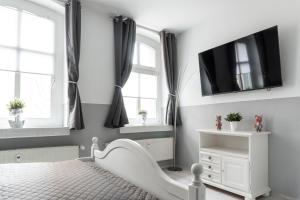TV a/nebo společenská místnost v ubytování SchaeBu! Apartment 3 Altmarkt in neuem Glanz