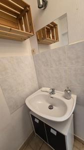 a bathroom with a white sink in a room at Charme de Loire in Blois