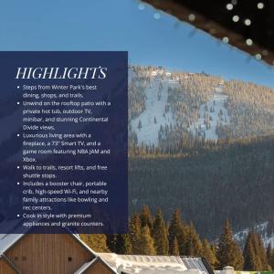 a sign for a ski resort with a mountain at Alpenglow Retreat in Winter Park