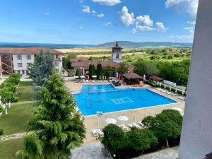 an aerial view of a hotel with a swimming pool at Apartment Joanne in Rogachevo