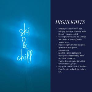 Un fondo azul con un cartel que dice "highlitkritisksify" en la computadora. en Ski & Chill, en Winter Park 47 fotos más