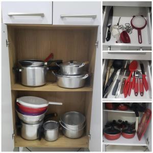 Una cocina o cocineta en Apê no Recanto do Vovô