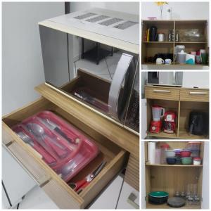 Una cocina o cocineta en Apê no Recanto do Vovô