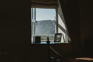 a window in a room with a view of a mountain at Highside Farm in Bassenthwaite