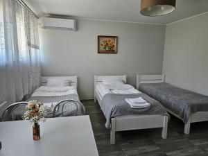 Postel nebo postele na pokoji v ubytování Biały Fortepian