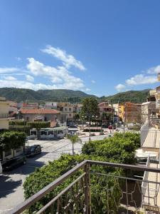a view of a city from a balcony at le suite dell'isola in Oliveri