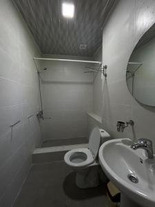 un baño con inodoro y lavabo en Guest House Sheri, en Telavi 12 fotos más
