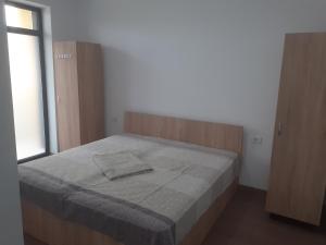 a bedroom with a bed in a room with a window at Apartment 1 Apartment 2 in Văleni +2 photos