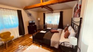 Posteľ alebo postele v izbe v ubytovaní Strigonia Apartman