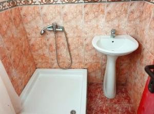 a bathroom with a shower and a sink at Casa del Mare in Ulcinj +15 photos