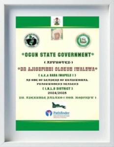 a framed picture of a green and white certificate at The Real Powerful Spiritual Herbalist Man In Nigeria in Ijebu Igbo