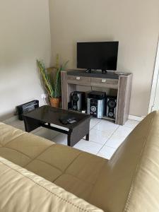 Televisyen dan/atau pusat hiburan di Jolie maison créole - Tout confort