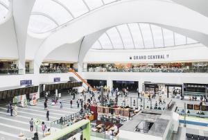 a rendering of the grand central terminal of a shopping mall at RV Maryvale en-suite rooms in beautiful Bournville Village in Birmingham