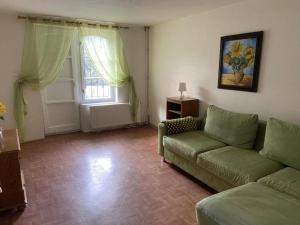 ChoceradyにあるApartment in a family homeのソファと窓のあるリビングルーム