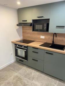 コルテにあるSottu à a Citadellaのシンクと電子レンジ付きのキッチン