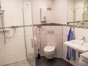 a bathroom with a shower and a toilet and a sink at Apartment Ostsee Residenz by Interhome in Damp