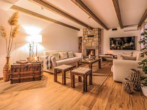 a living room with a couch and a fireplace at Villa Vila 72 - Vila 21 by Interhome in Bribir