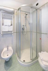 ヌマーナにあるHotel Eden Gigliのバスルーム(シャワー、トイレ、シンク付)