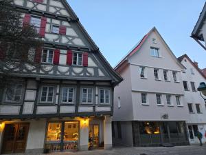 a couple of buildings sitting next to each other at Holiday & Stay, Blautopf Apartments in Blaubeuren