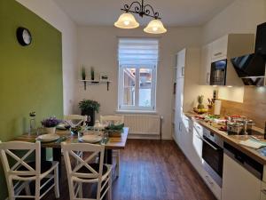 Kuchyň nebo kuchyňský kout v ubytování Apartment Piepmäker mit Parkplatz und Kamin, Bahnhof fußläufig