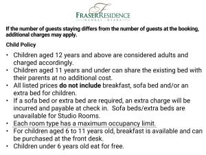 a number of guests staying differs from the number of guests at the booking at Fraser Residence Nankai Osaka in Osaka