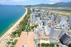 an aerial view of a city and a beach at Sunrise Sea View Apartment in Nha Trang