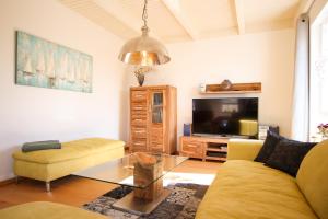 Et tv og/eller underholdning på Ferienhaus Ginger am Bodden eingezäunt & hundefreundlich