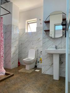 a bathroom with a toilet and a sink at One Bedrooms 230 Heron Drive Nyari Estate in Nairobi +18 photos
