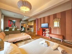 Televiisor ja/või meelelahutuskeskus majutusasutuses Katrin's House with private parking