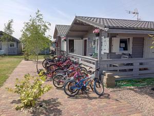 a group of bikes parked in front of a house at FHU Aquarius in Dziwnówek