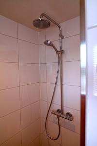 a shower with a shower head in a bathroom at Kleine Buurt aan de Weide in Lettelbert