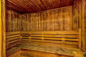 an empty wooden sauna in a cabin at Modern & Updated Oceanview Studio! Sleeps 4! Landmark 523 in Myrtle Beach